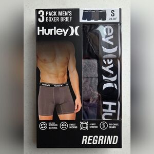 Hurley Men's Regrind Boxer Briefs 3-Pack - Black, Gray, and Navy - Small